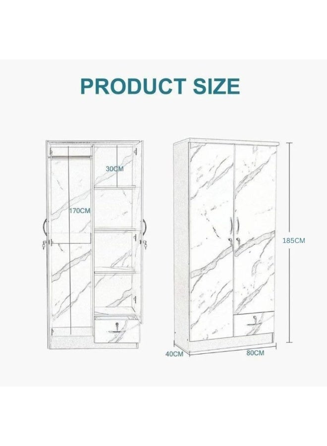 ABX HOME Riley 2 Door Wooden Wardrobe With One Lockable Drawer (With Installation) - Image 3
